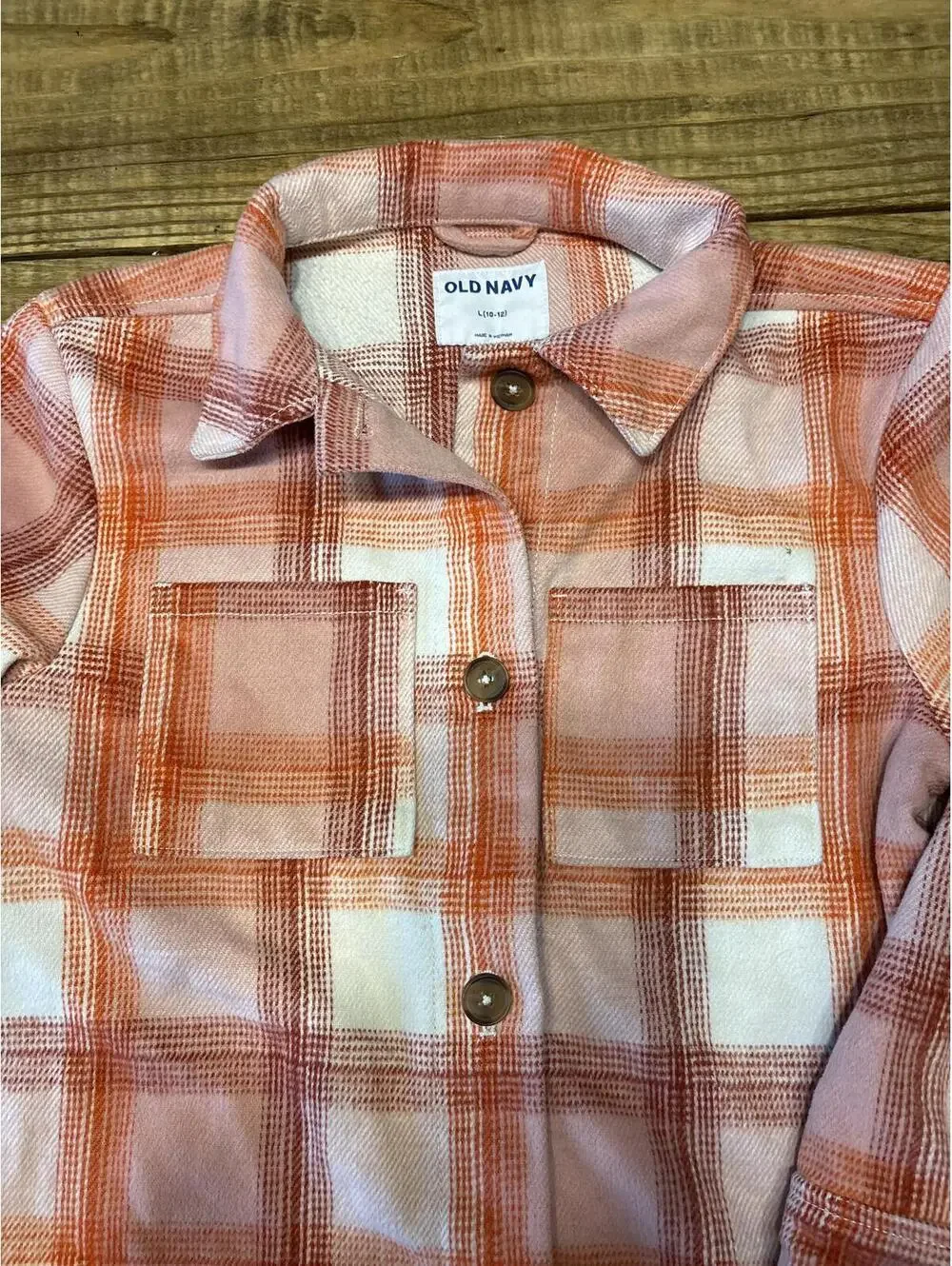 Old Navy GIrls Kids' Plaid Button-Up Shirt Jacket Size 10 12 Girls